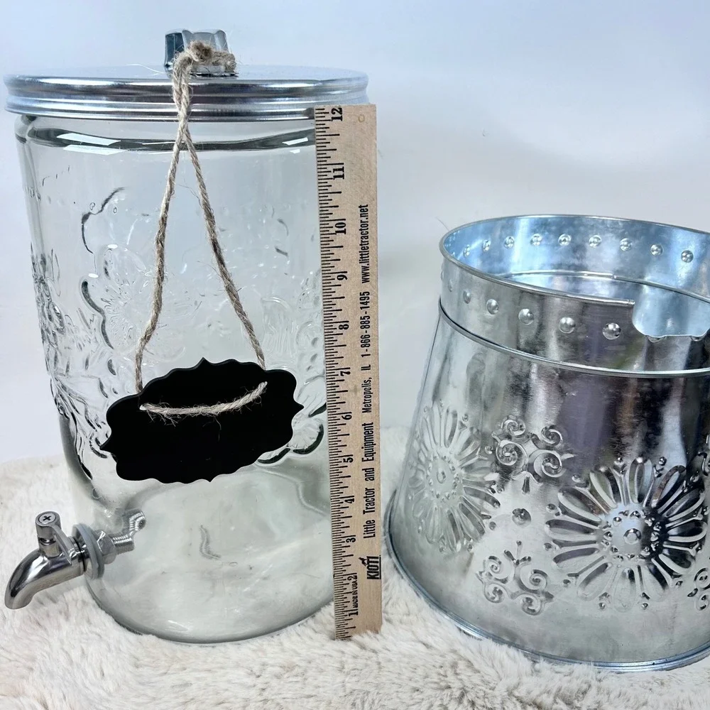 Pioneer Woman Garden Party Beverage Dispenser with Chalkboard & Ice Bucket 2 Gal